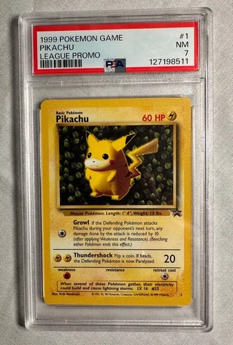 1999 Pokemon League Promo Black Star PIKACHU #1 PSA 7 NM
