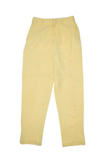 Vintage 70s Pants Womens 6 Yellow Woven Cotton Pleated Trousers Lightweight 24"