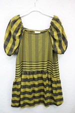Topshop Short Puff Sleeves Plaid Stripes Dress-Size 6