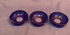 Vintage Cobalt Blue Bobeche Candle Cup Holder  3 3/4"  3 Available
