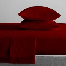 Hotel Quality 4pc Sheet Set 600 TC 100%Egyptian Cotton Burgundy Solid All Size