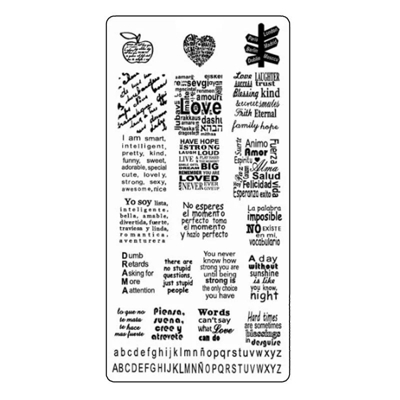 Schrift Stamping Schablone Nail Art Platte Buchstaben Gedicht Stempelschablone