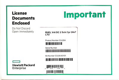 HPE Red Hat Enterprise Linux for Virtual Datacenters 2S 5yr 24x7 Premium LTU