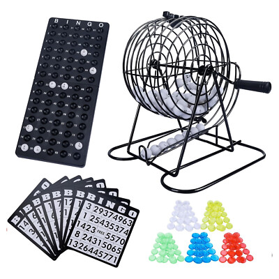 Bingo Spiel Bingotrommel  Bingo-Mühle Metalltrommel Set 75 Bingo Kugeln