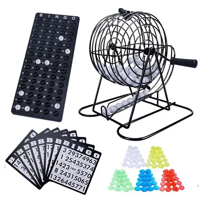 MARKENLOS Bingo Spiel Bingotrommel Bingo-Mühle Metalltrommel Set 75 Bingo Kugeln
