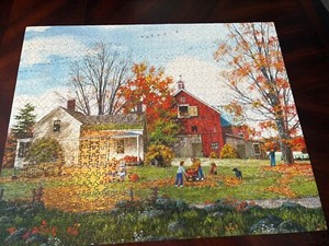 Raking Leaves - White Mountain Puzzle - #1635