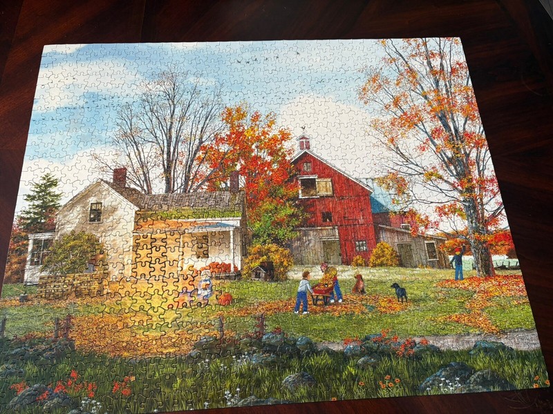 Raking Leaves - White Mountain Puzzle - #1635