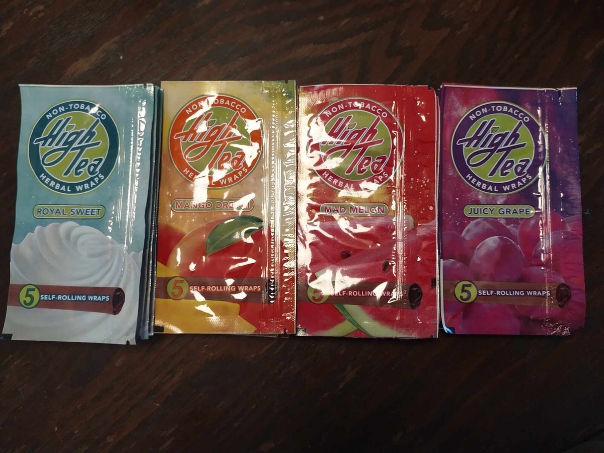High Tea Non Tobacco All Natural Herbal Smoking Wraps - Pick Your Flavor X5 