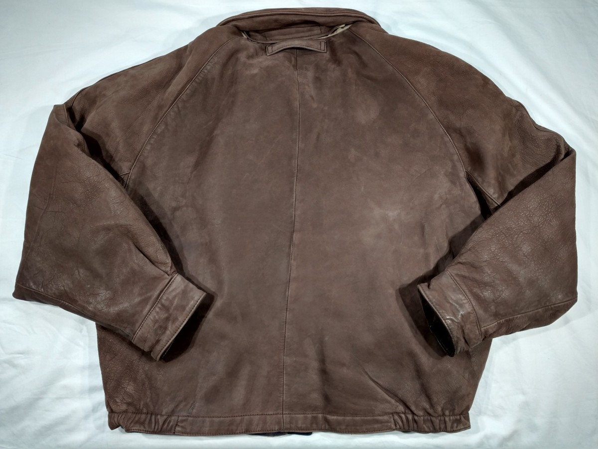 Bomber Vintage Homme Nautica Marron Cuir épais Avec Capuche - Taille 46 - Occasion Bon état