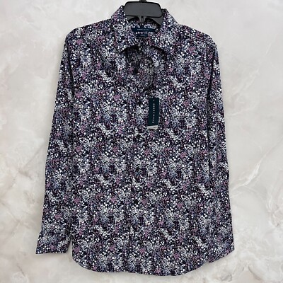 Perry Ellis Men's Stretch LS Purple Combo Floral Preppy Button Up Shirt  Size Sm
