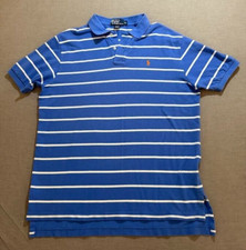 Vintage Ralph Lauren Polo Shirt Adult XL Blue Striped Short Sleeve Button.