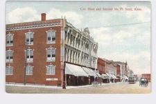 PPC Postcard KS Kansas Ft. Scott Cor. Main And Second Sts. Business Store Front