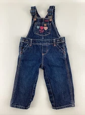 Vintage OshKosh B'gosh Sz 9 mo Overalls Denim Baby Girls Hearts Osh Kosh Girl