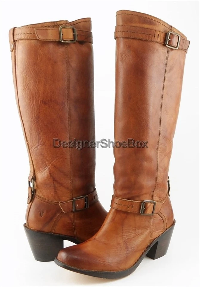 Frye Carmen Selle Cuir Créateur Mexico Intérieur Fermeture Éclair Genou Bottes 6 - Photo 1/4