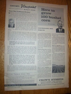 VINTAGE SEED CORN  ADVERTISING-10'' x 14'' -CROW'S  HYBRID SEED CORN-1961 