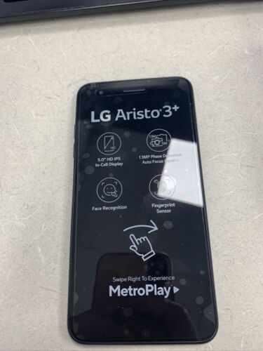 LG Aristo 3+ Cellphone (black 16GB) Metro By T-Mobile Locked - Afbeelding 1 van 2