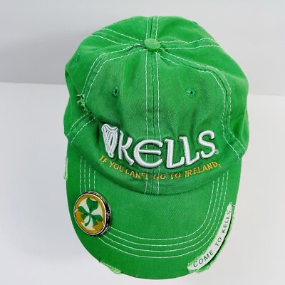 Kells Irish Pub Green White Hobow Caps Built In Bottle Opener Strapback Hat