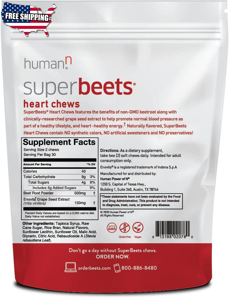 Superbeets Heart Chews Nitric Oxide Production and Blood Pressure