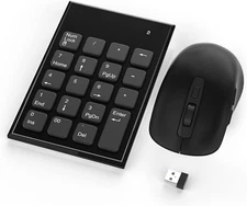 Wireless Number Pad and Mouse Combo,2.4G 19 Keys USB Wireless Numeric Keypad,3 A