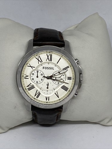 Fossil FS4735 Men's Brown Leather Analog Dial Quartz Genuine Wrist Watch GE483 - Picture 3 of 12