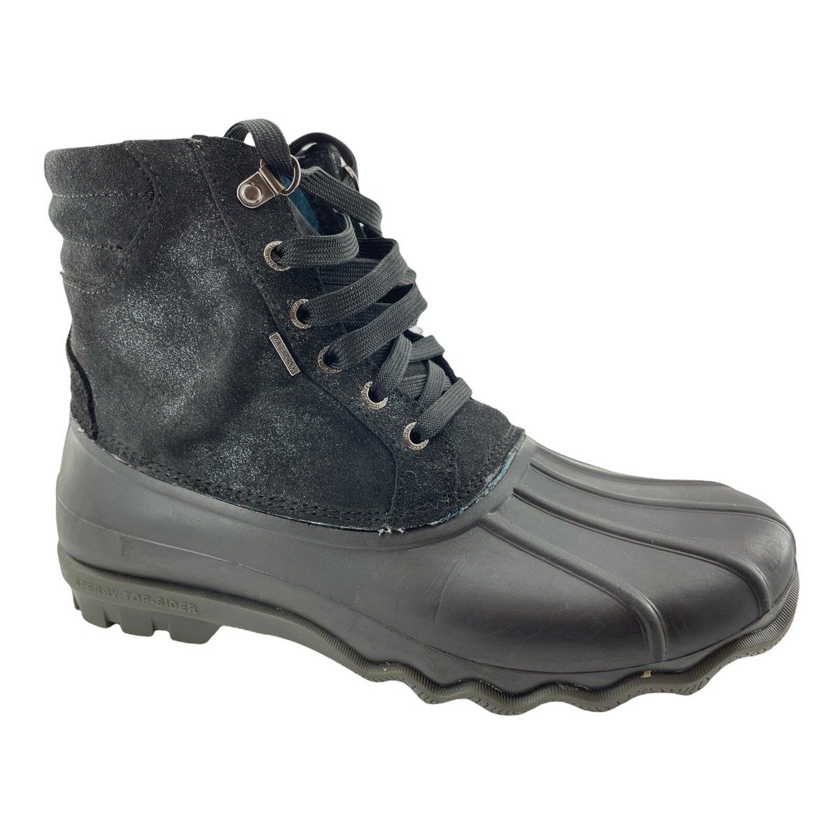 Sperry Top Sider Mens Duck Boots Black Lace Up Waterproof  display picture 1