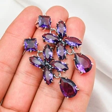 Amethyst Earrings Finest Gemstone Handmade 925 Sterling Silver Beautiful Jewelry