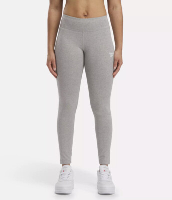 Reebok Identity Small Cotton Leggings Grey Size 8-10 Brand New Gym  Running