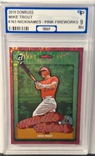 2019 Donruss #N3 Mike Trout Angels Nicknames Pink Firework - PPG 9 MINT