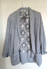 Hazel Blazer Womens Medium Gray Detail Long Sleeve Jacket Sweater New