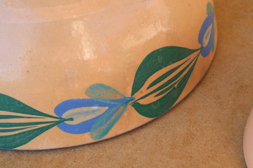 Antique Pottery Primitive Redware Bowl Dish Plate Clay Cup Mug Marked Early 20th - Picture 11 of 11