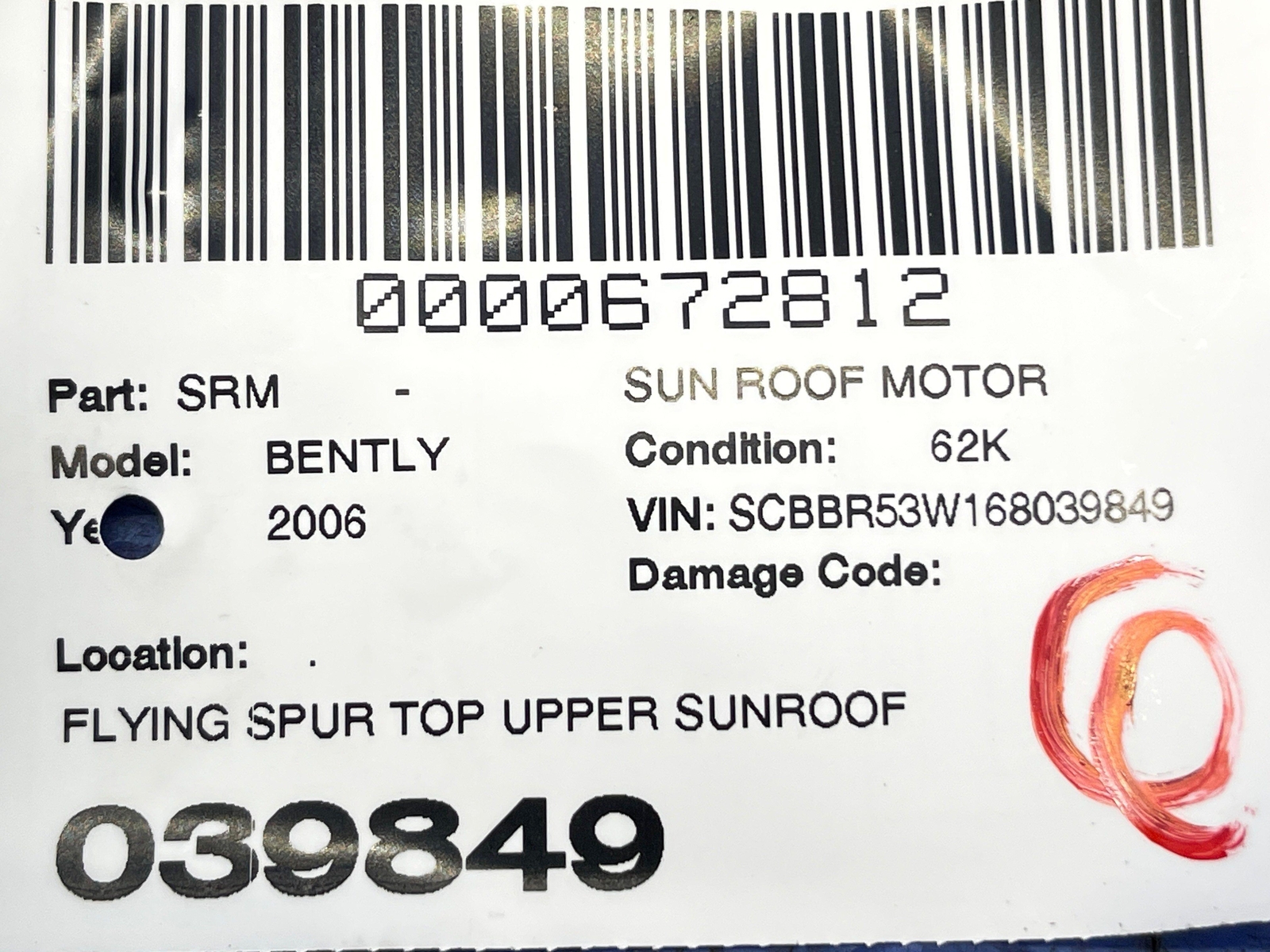 2006-2012 BENTLEY CONTINENTAL FLYING SPUR TOP UPPER SUNROOF SUN ROOF MOTOR SET