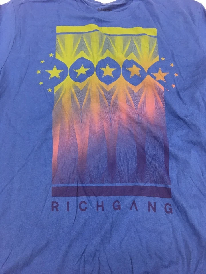 Camiseta Rich Gang 5 Estrellas Muestra Certificado Para Hombre Talla Grande Azul 100% Auténtica Foto 2 de 4