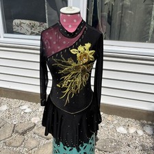 Figure Skating Competition Dress Gold and black Youth/ Child Size 14