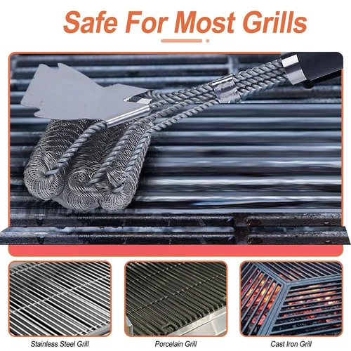 16.5 inch Grill Stainless Steel Cleaner Wire Bristle Barbecue Scraper BBQ Brush