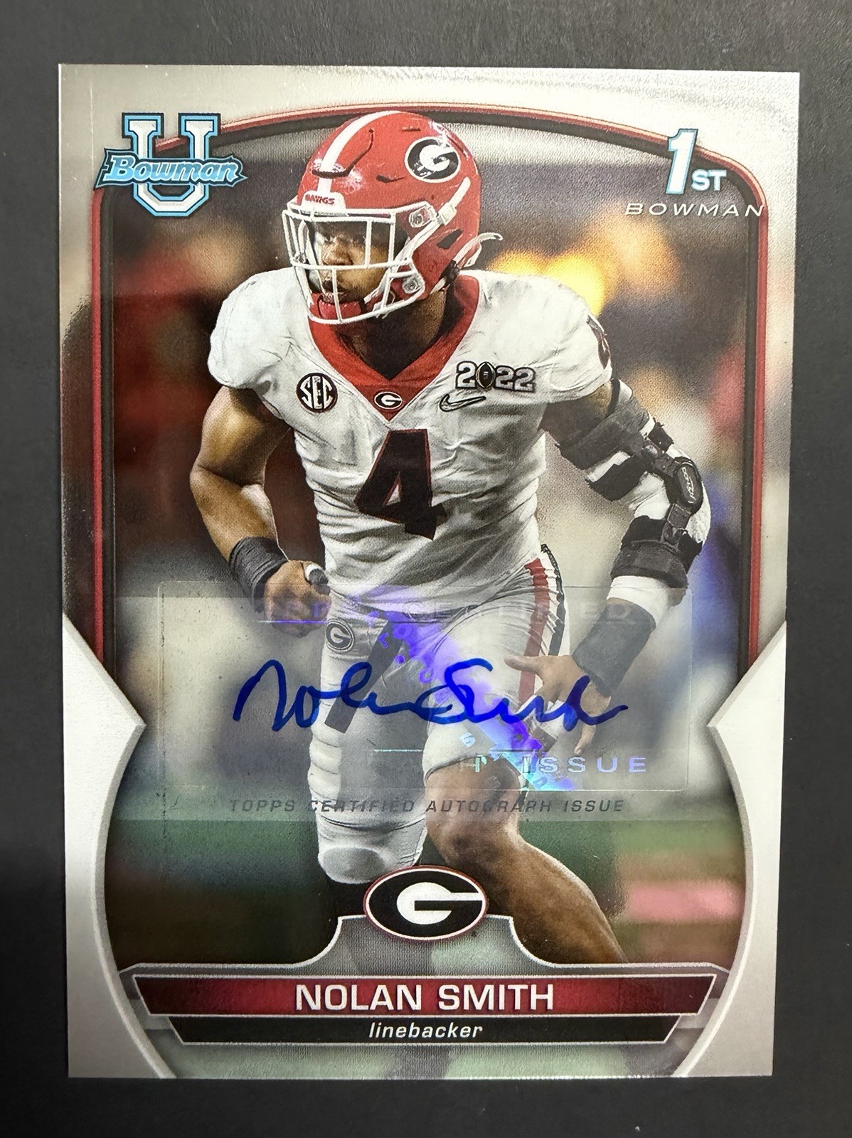 2022 Bowman University Chrome Nolan Smith Autograph 1st Bowman Georgia #33