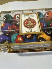 Crown Games Poker Pool Billiard Ball Set 10 Games Display Case Complete VTG