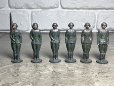 Vintage Tin Toy Soldiers 6 pcs. Army WW2 USSR Metal Figures 1970's Soviet