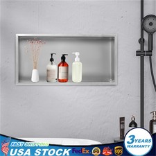 12"x24" Shower Niche Bathroom Stainless Steel Shower Shelf Storage Silver Gray