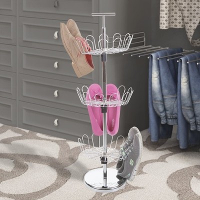 Rotating Shoe Rack   3-Tier Shoe Tower Holds 18 Pairs   Freestanding Vertical  
