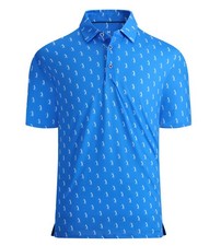Mens Golf Shirt Moisture Wicking Quick-Dry Print Performance Polo Shirts for ...