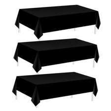 3 Pack Plastic Tablecloths for Rectangle Tables Disposable 54" x 108" Black