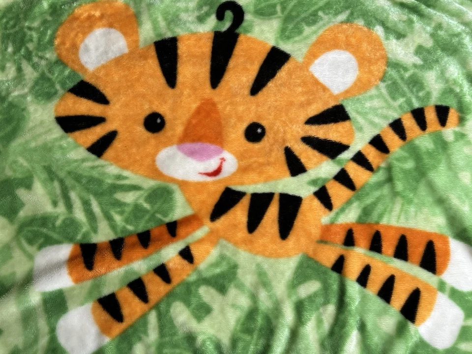 Manta de bebé Fisher Price Tigre de colección felpa polar selva verde Foto 2 de 4