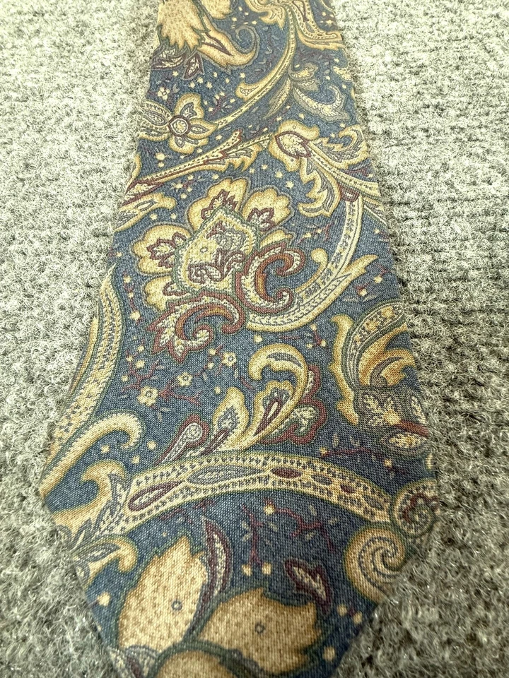 Corbata clásica Kuppeheimer para hombre azul dorado cachemira 100 % seda hecha en Italia Foto 2 de 4