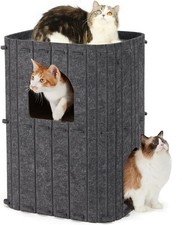 Cat House for Indoor Cats, 23.62 Inch Large Cat Bed Cave Condo, 2-Storey Cozy Fe