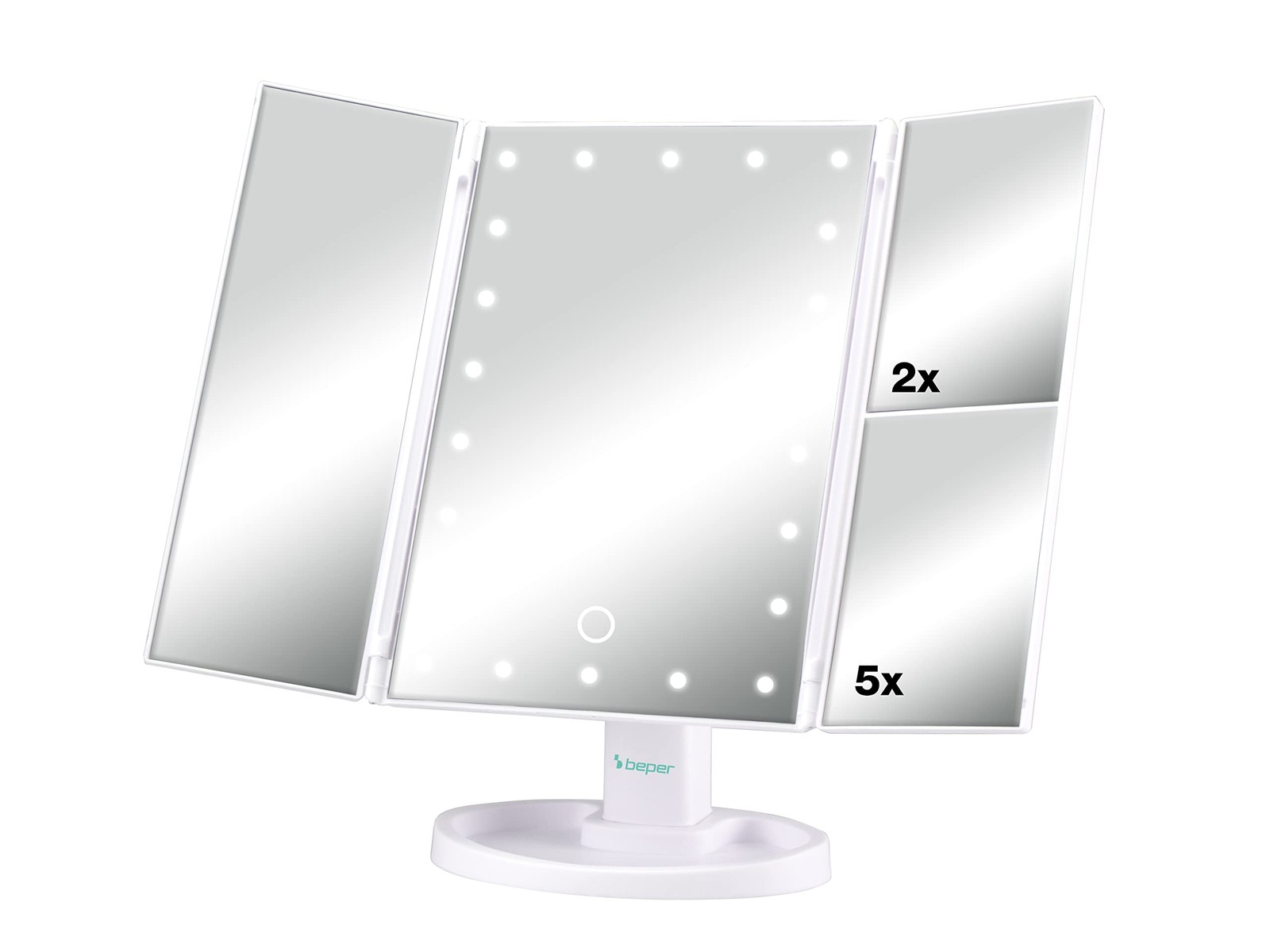 Specchio Trucco LED Professionale 1x 2x 5x - Postazione Make-Up 35x24 - 1