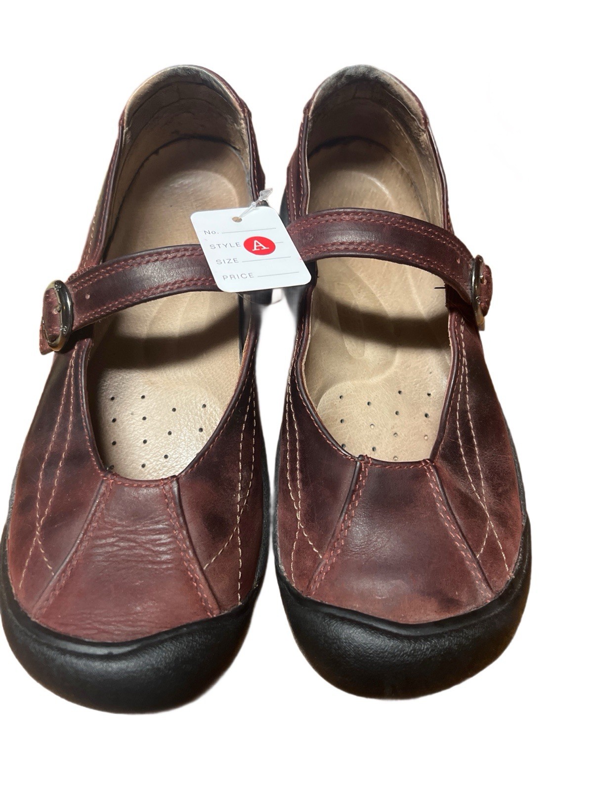 Scarpe Keen donna taglia 8 marrone rossastro Mary Jane fibbia tela comode