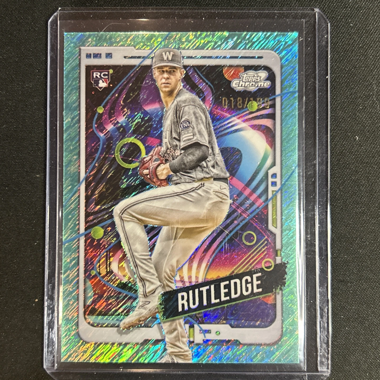 🔥Jackson Rutledge 2024 Topps Chrome Cosmic Aqua Equinox Refractor 018/199 RC