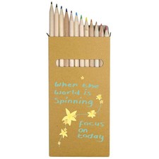 12 x 'When The World Is Spinning.' Long Colour Pencils PE00089261