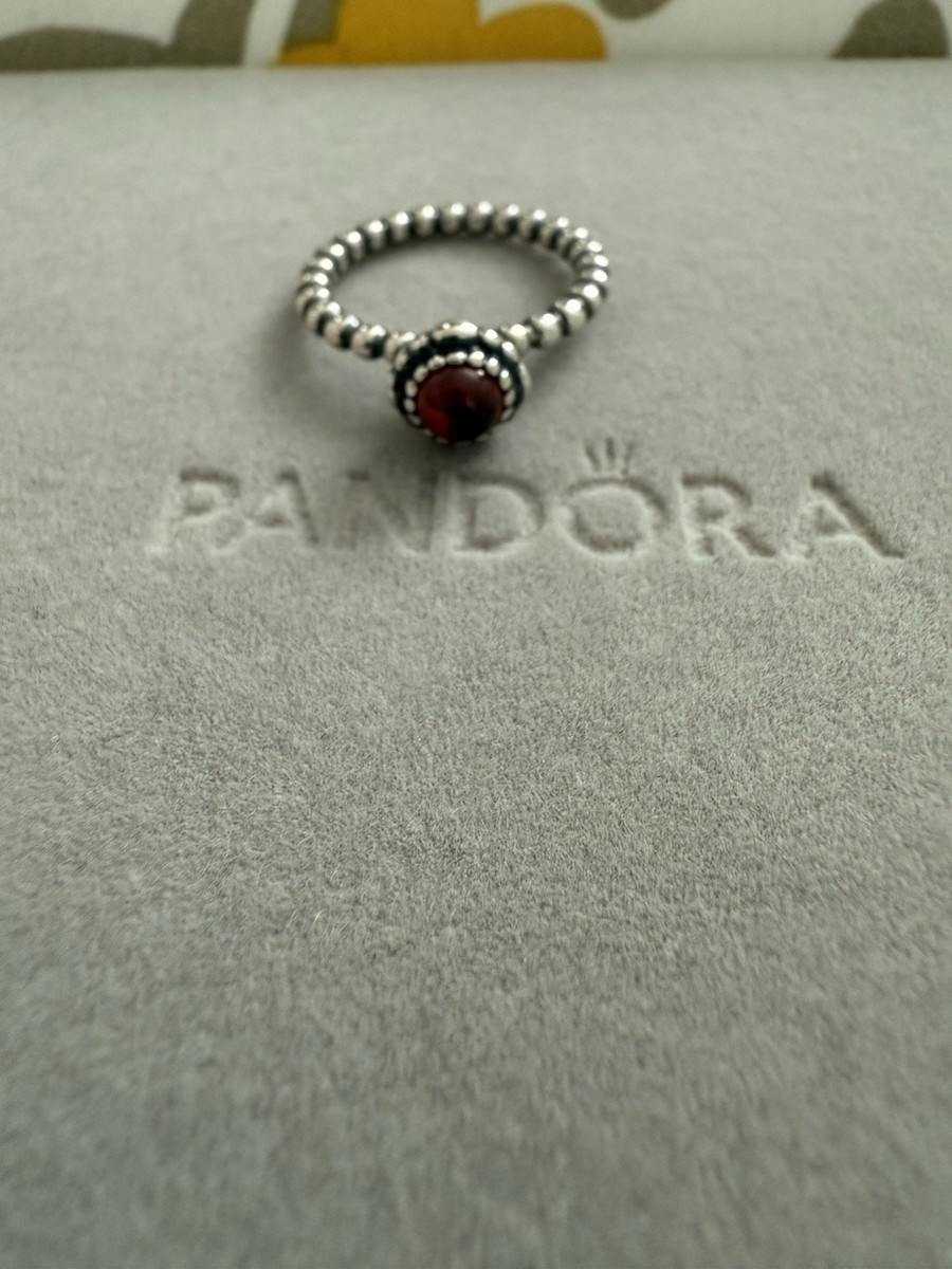 Genuine Pandora Garnet January Birthstone Ring S925 ALE Size 52