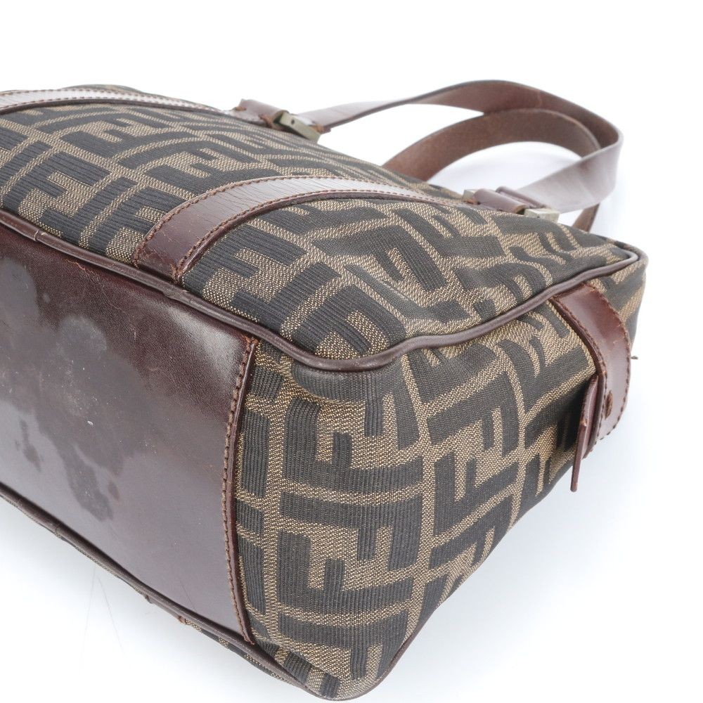 FENDI Handbag Brown Nylon Leather FF Zucca Unisex From Japan thumbnail 22